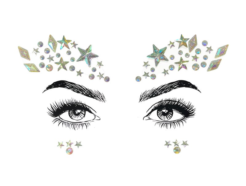 SHINEYES 6 Pcs Festival Party Face Jewels, Rhinestone Face Gems, Halloween Music Festival Birthday Rave Carnival Party Face Stickers - Image 5